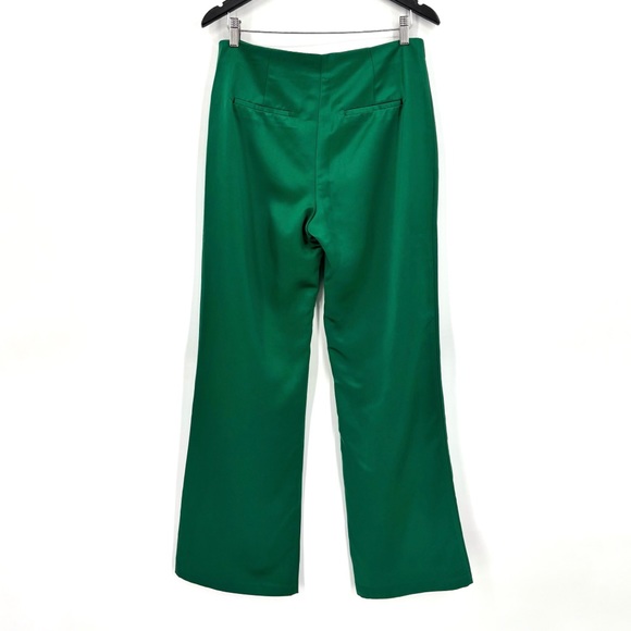 Jason Wu NWOT Emerald Green Satin Wide Leg High Rise No Waistband Trousers, 6 - Picture 6 of 14